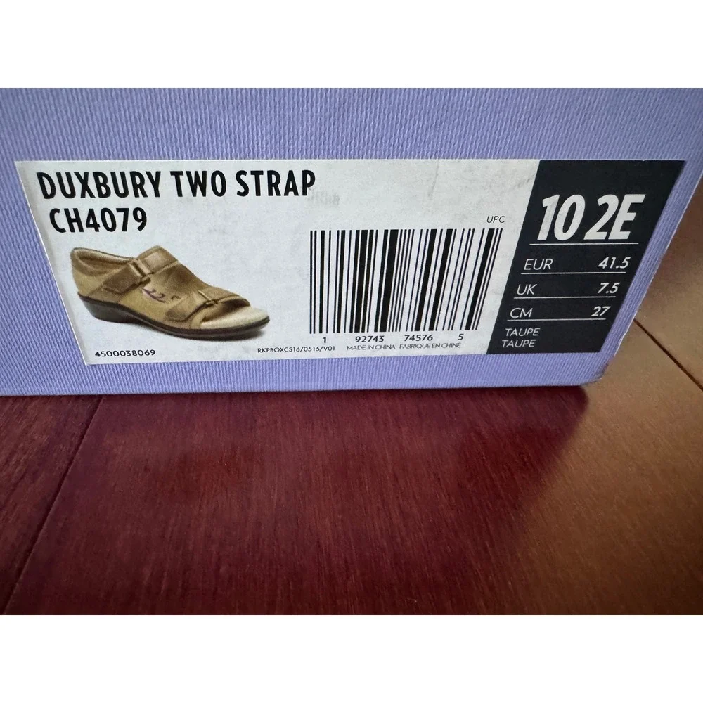 Aravon Duxbury Two Strap Taupe Suede Metallic Sandals CH4079 Womens 10 2E Wide